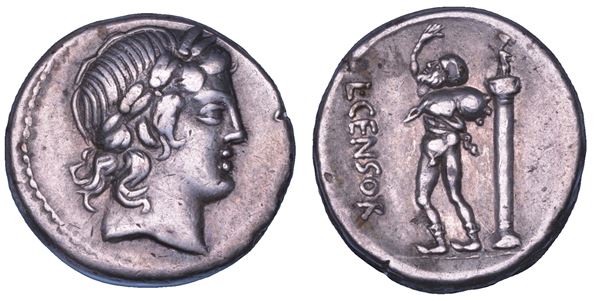 MARCIA. L. Marcius Censorinus, 82 a.C. Denario.