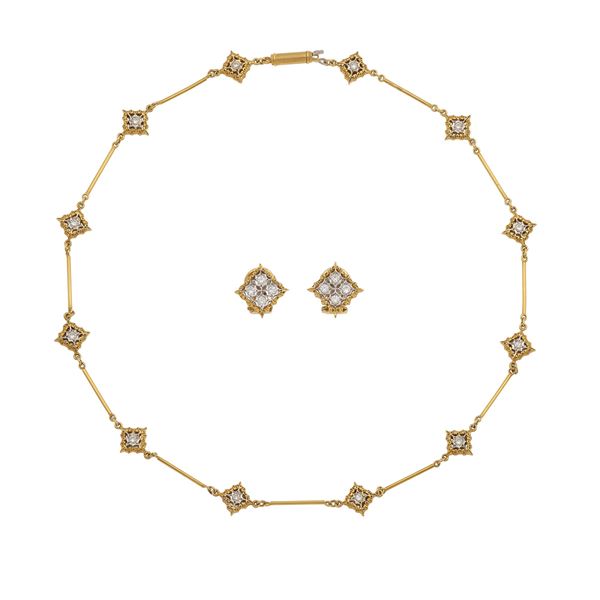 Diamond and gold demi-parure
