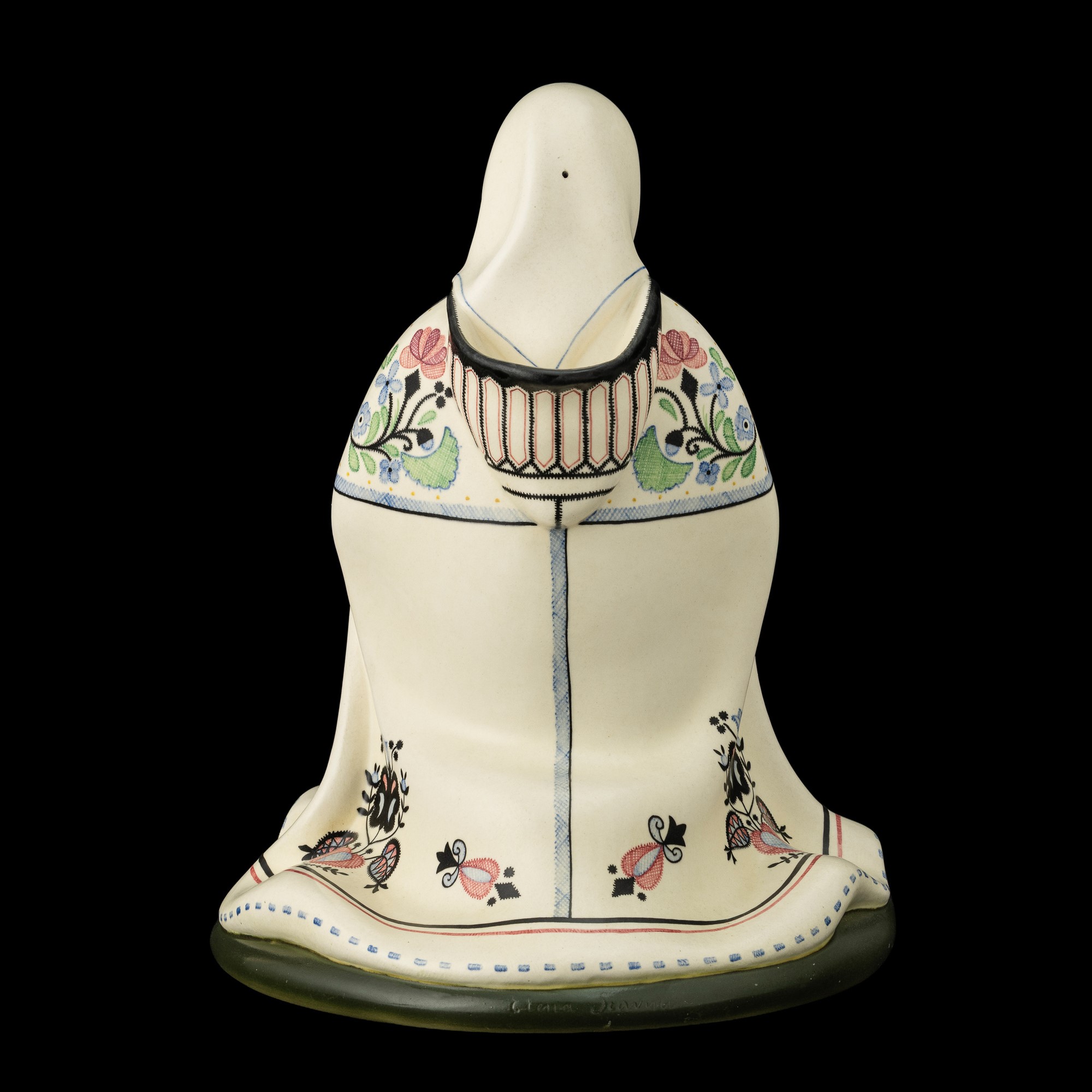 Helen Konig Scavini - Madonna della neve con Bambino (scultura in terraglia policroma)