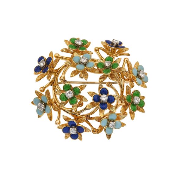 Tiffany&Co. Spilla con smalti policromi e diamanti