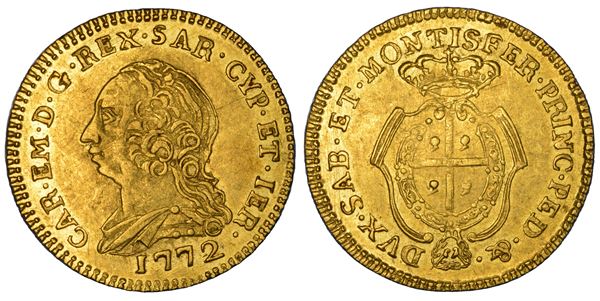 REGNO DI SARDEGNA. CARLO EMANUELE III DI SAVOIA, 1755-1773 (II PERIODO). Doppietta Sarda 1772. Torino.