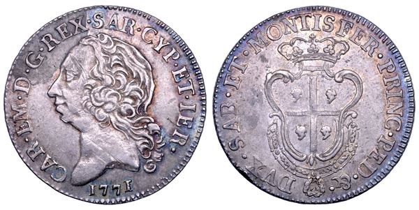 REGNO DI SARDEGNA. CARLO EMANUELE III DI SAVOIA, 1755-1773 (II PERIODO). Mezzo Scudo Sardo 1771.