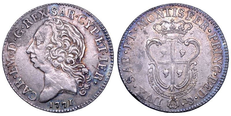 REGNO DI SARDEGNA. CARLO EMANUELE III DI SAVOIA, 1755-1773 (II PERIODO). Mezzo Scudo Sardo 1771.  - Asta Numismatica - Cambi Casa d'Aste