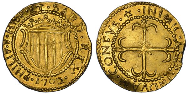 CAGLIARI. FILIPPO V DI SPAGNA, 1700-1719. Scudo d'oro 1702.