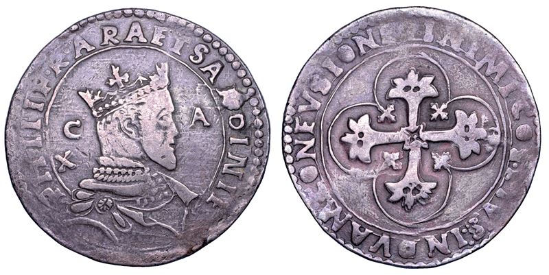 CAGLIARI. FILIPPO II DI SPAGNA, 1556-1598. Da 10 reali.  - Auction Numismatics - Cambi Casa d'Aste