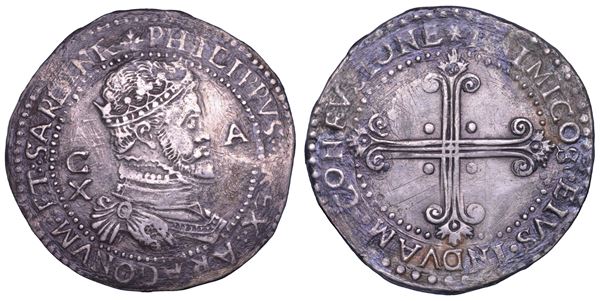 CAGLIARI. FILIPPO II DI SPAGNA, 1556-1598. Da 10 reali.