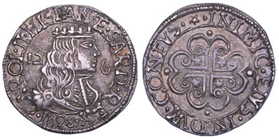 Cagliari, Carlo II di Spagna, 1665-1700. Da 2,5 reali, argento