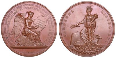 Medaglia in bronzo, Carlo Alberto di Savoia, 1845