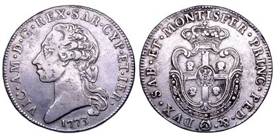 Regno di Sardegna, Vittorio Amedeo III di Savoia, Scudo Sardo 1773, Torino