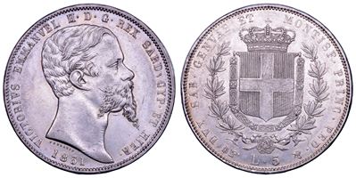 VITTORIO EMANUELE II DI SAVOIA, 5 Lire 1851, Torino
