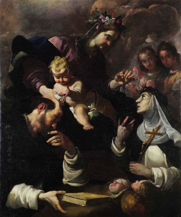 Gioacchino Assereto (1600-1649) Madonna in gloria con Santo