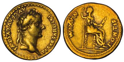 Tiberio, Aureo, 14-37 d.C., Lugdunum