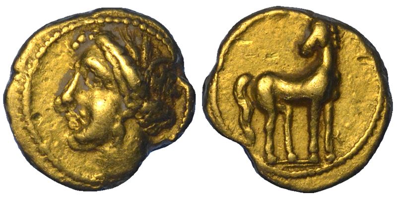 ZEUGITANIA. CARTAGINE. Quarto di Shekel, circa 205-201 a.C. Seconda Guerra Punica.