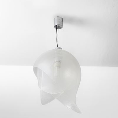 Lampada a sospensione con diffusore in vetro di Murano a bollicine