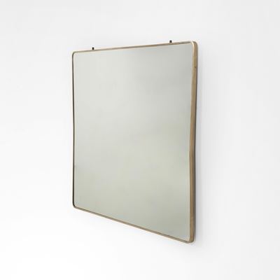 Specchiera grande, cornice in ottone e cristallo specchiato, produzione italiana (c. 1960)