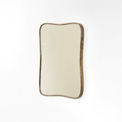 Italia, Specchio da parete con cornice in ottone e cristallo specchiato (circa 1960)