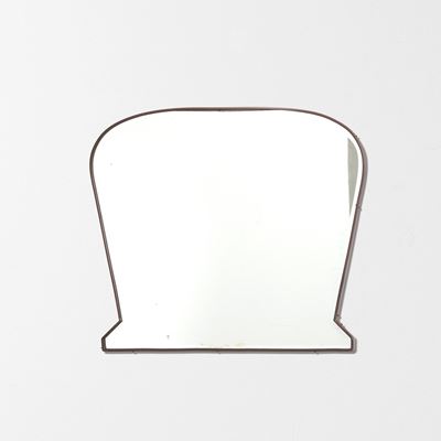 Specchio da parete in legno con cornice in ottone e cristallo specchiato, Italia, 1960 ca.