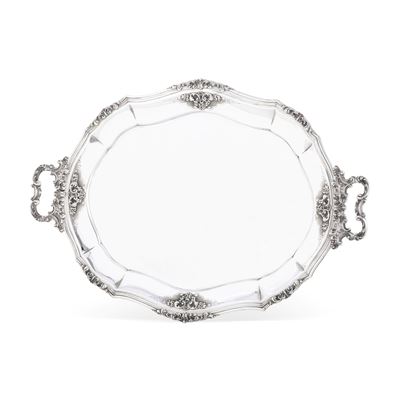Maison Buccellati, Grande vassoio biansato in argento 925, fuso e cesellato (XX secolo)