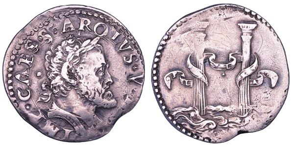 MILANO. CARLO V D'ASBURGO, 1535-1556.  Quarto di Scudo d'argento s.d.