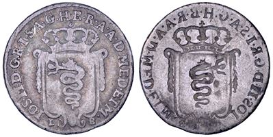 Giuseppe II d'Austria, 5 Soldi, 1780-1790, errore di conio