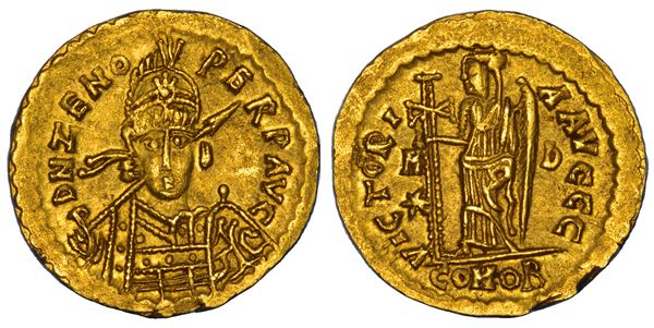 OSTROGOTI.  ODOACRE, 476-493. Solido a nome di Zenone,  anni 474-491.  Mediolanum.
