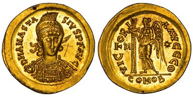 Ostrogoti, Teodorico (491–526), Solido a nome di Anastasio I (491-518), Roma
