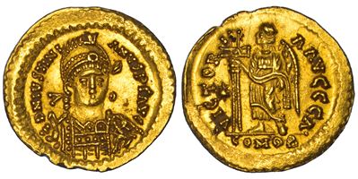Solido di Giustiniano I, 530-539 d.C., Ravenna - Moneta Ostrogota