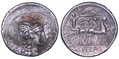 MANLIA, Denario di L. Silla e L. Manlius Torquatus, Zecca militare, 82 a.C.