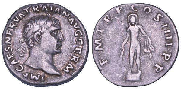 TRAIANO, 98-117. Denario, 100. Roma.