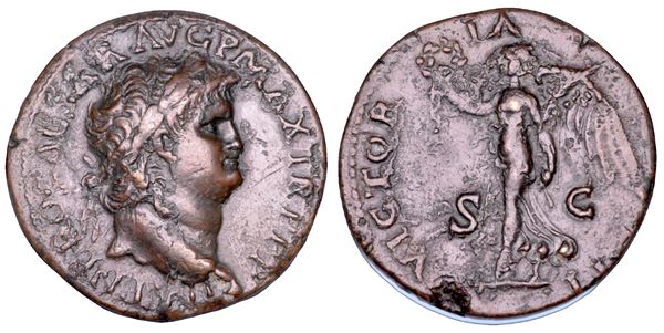 NERONE, 54-68. Dupondio, 66. Lugdunum.