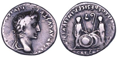 Ottaviano Augusto, Denario, anni 2-4 d.C., Lugdunum