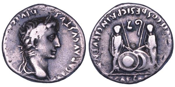 OTTAVIANO AUGUSTO, 27 a.C. - 14 d.C. Denario, anni 2-4 d.C. Lugdunum.