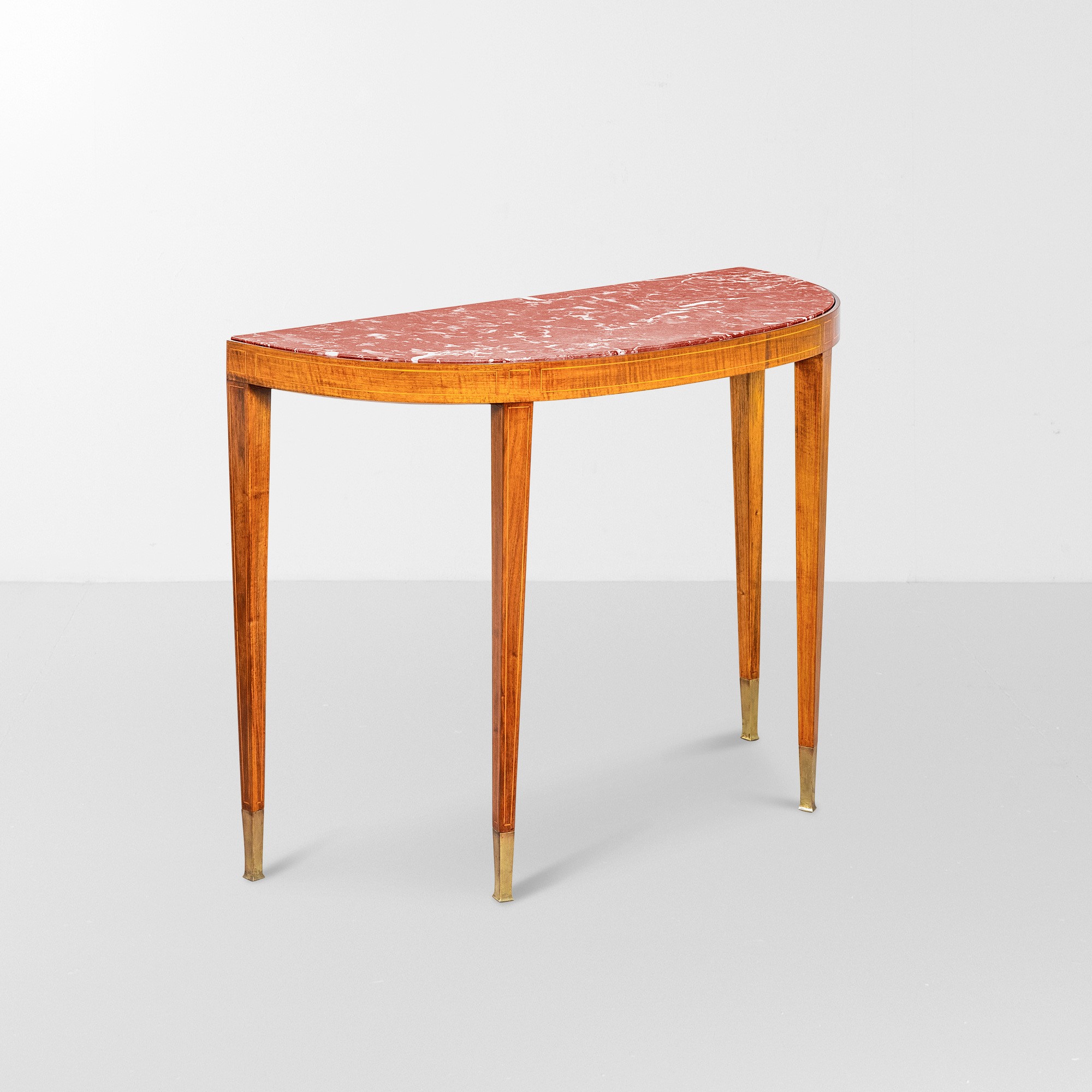 Paolo Buffa - Console demi-lune da parete con piano in marmo e puntali in ottone