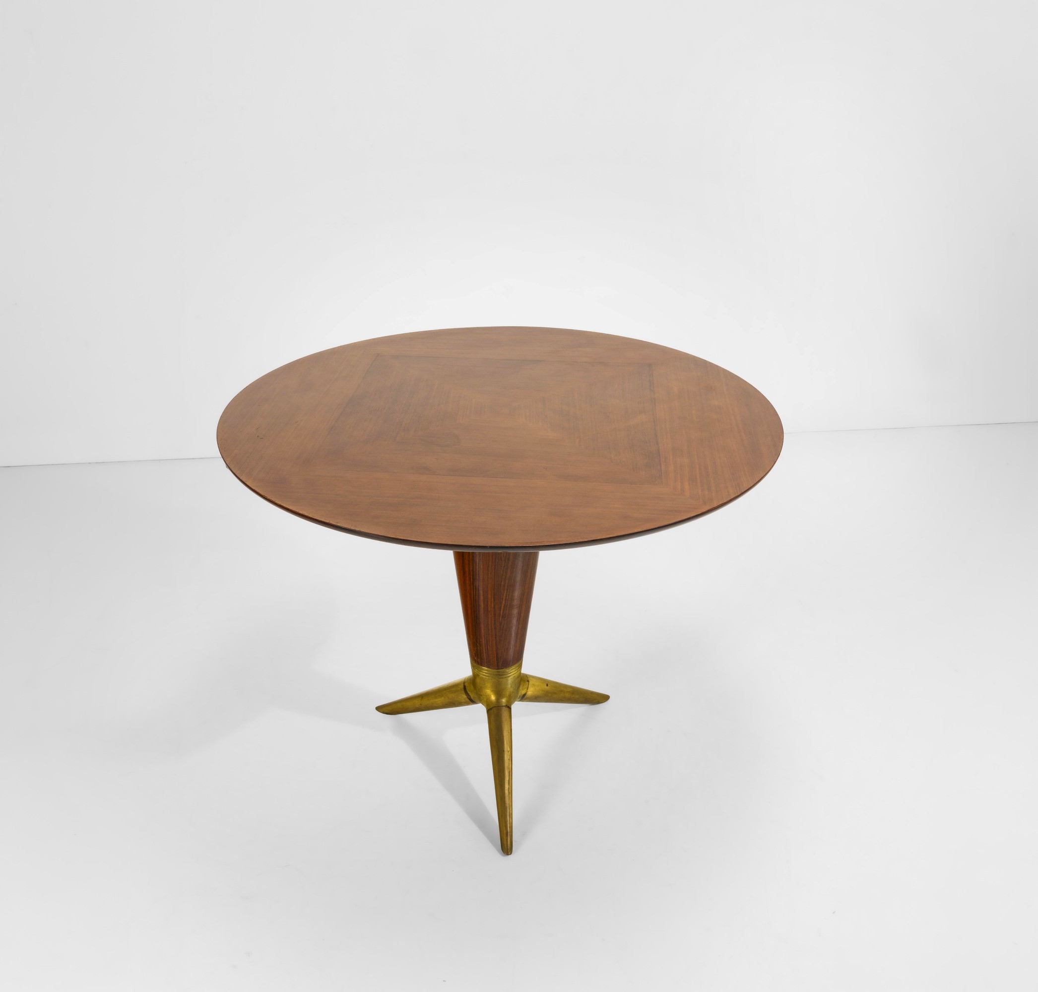 Isa - Tavolo in legno e ottone, piano in legno (Produzione italiana, ca. 1950)