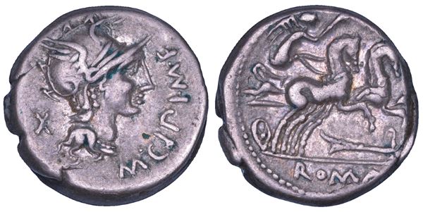 CIPIA. M. Cipius M.f, 115-114 a.C. Denario.
