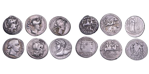REPUBBLICA ROMANA. Lotto di sei monete.