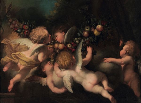 Gio Raffaele Badaracco - Putti con festoni di frutti