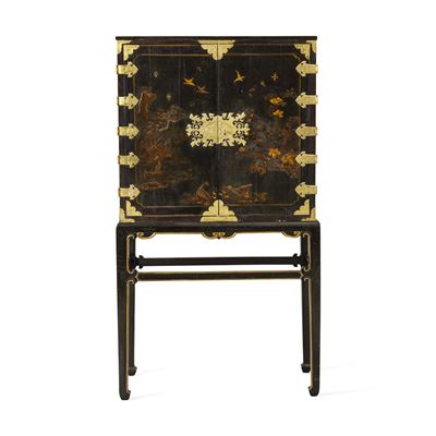 Cabinet in legno ebanizzato e dipinto a chinoiserie, Inghilterra, XVIII-XIX secolo