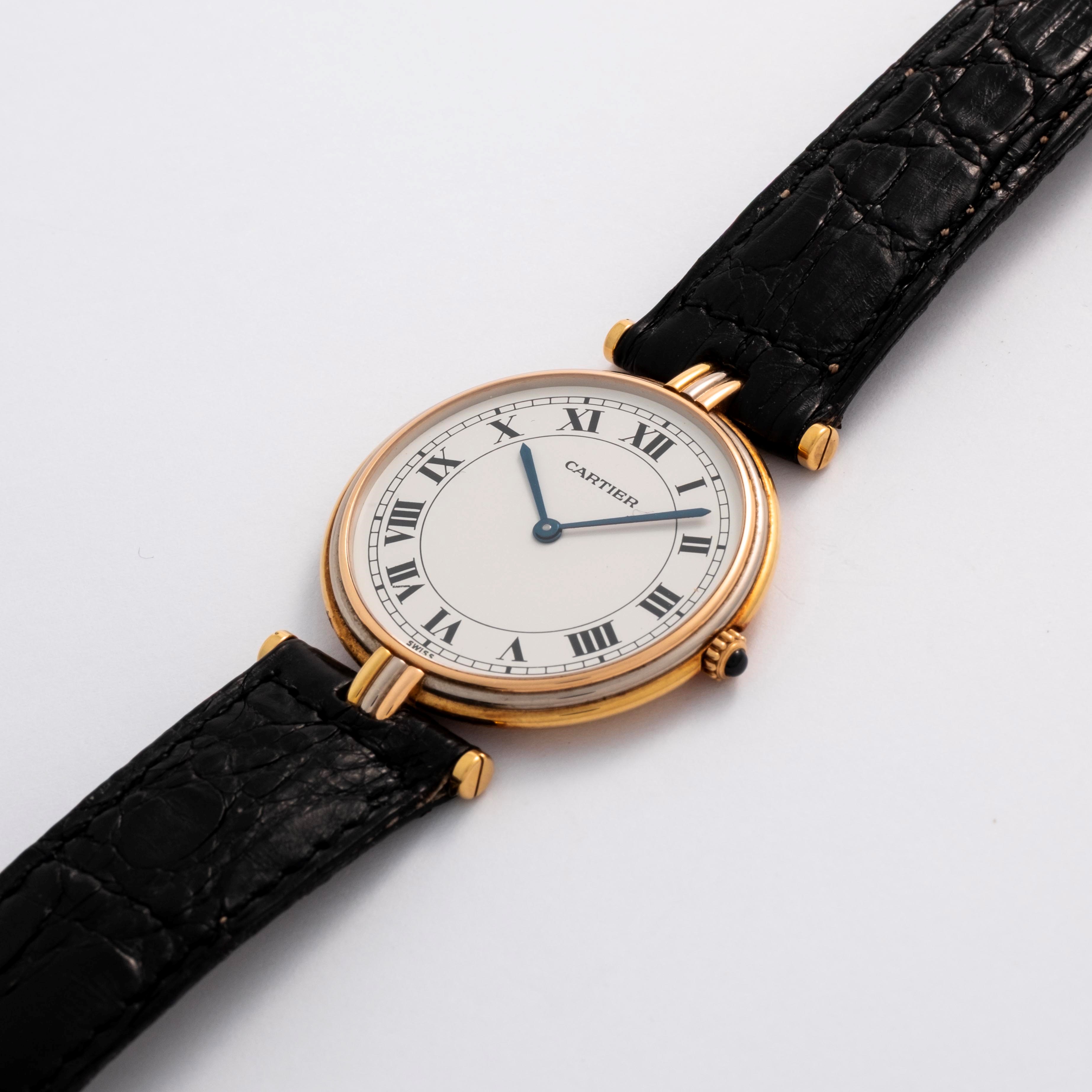 Cartier - Vendôme Trinity ref. 881003, orologio da polso in oro giallo, bianco e rosa 18k con qua...