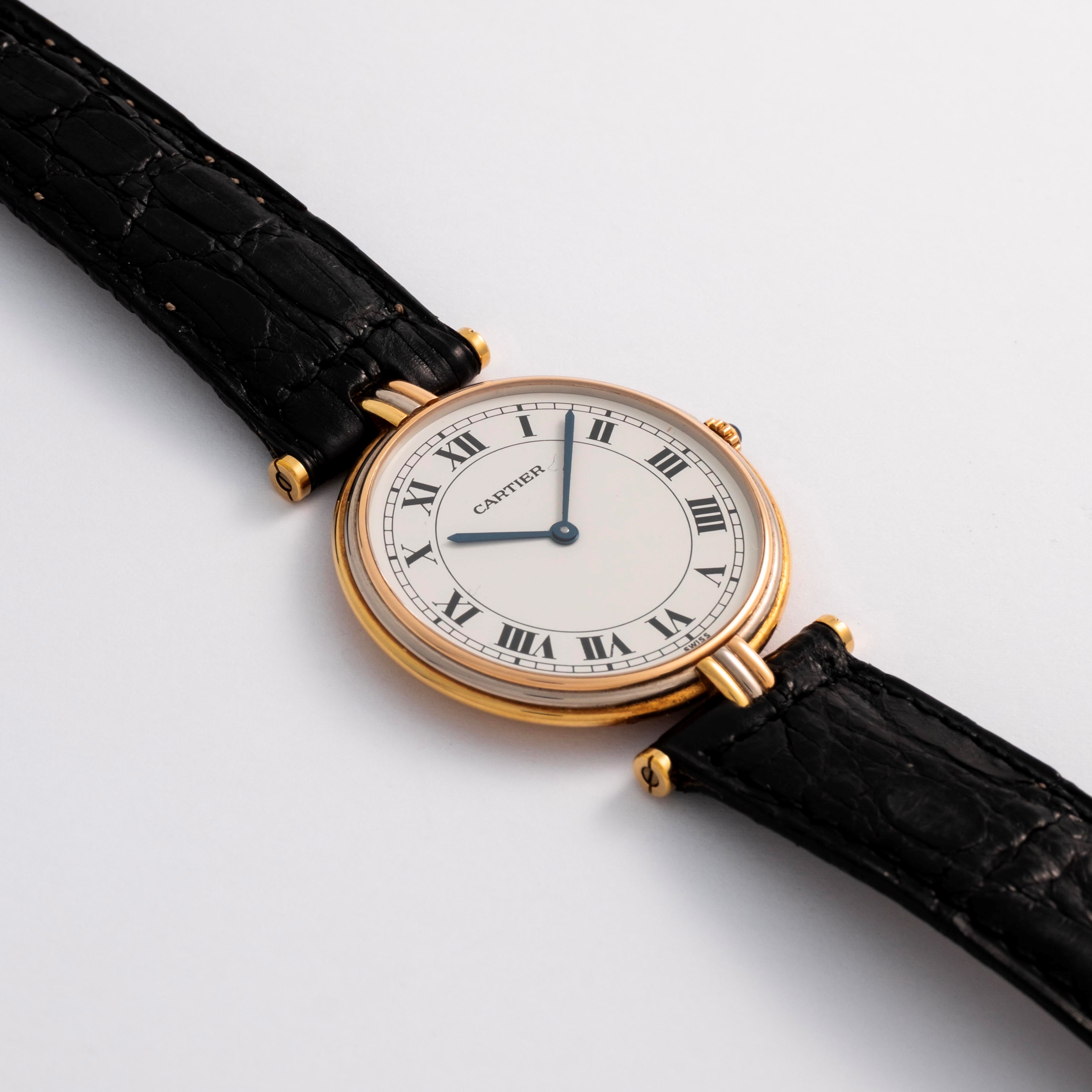 Cartier - Vendôme Trinity ref. 881003, orologio da polso in oro giallo, bianco e rosa 18k con qua...