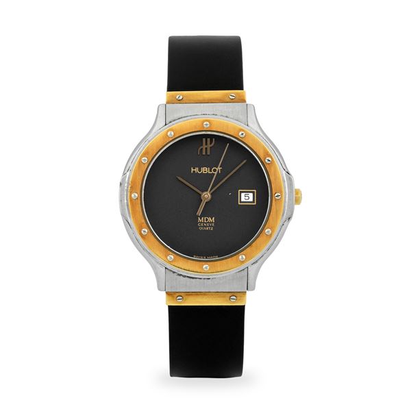 HUBLOT - MDM Lady ref. S 140.10.2, quadrante nero con datario al tre, con scatola e garanzia, circa 1980