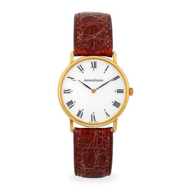 Jaeger-LeCoultre - Solo tempo ref. 111.1.09 in oro giallo 18k, quadrante bianco con numeri Romani, con scatola e garanzia, circa 1980