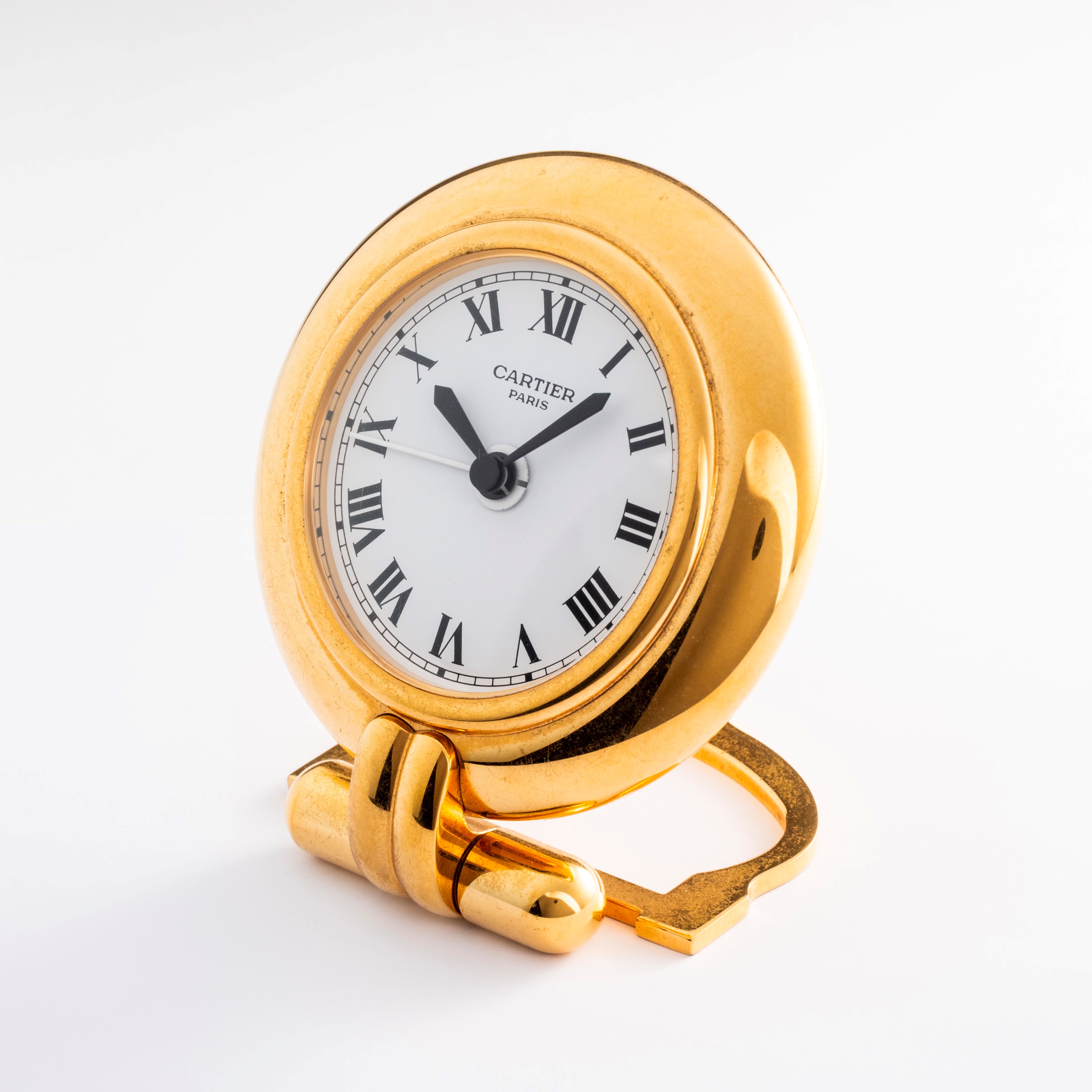 Cartier - Orologio da tavolo Colisee in ottone dorato con quadrante bianco e numeri romani (circa...