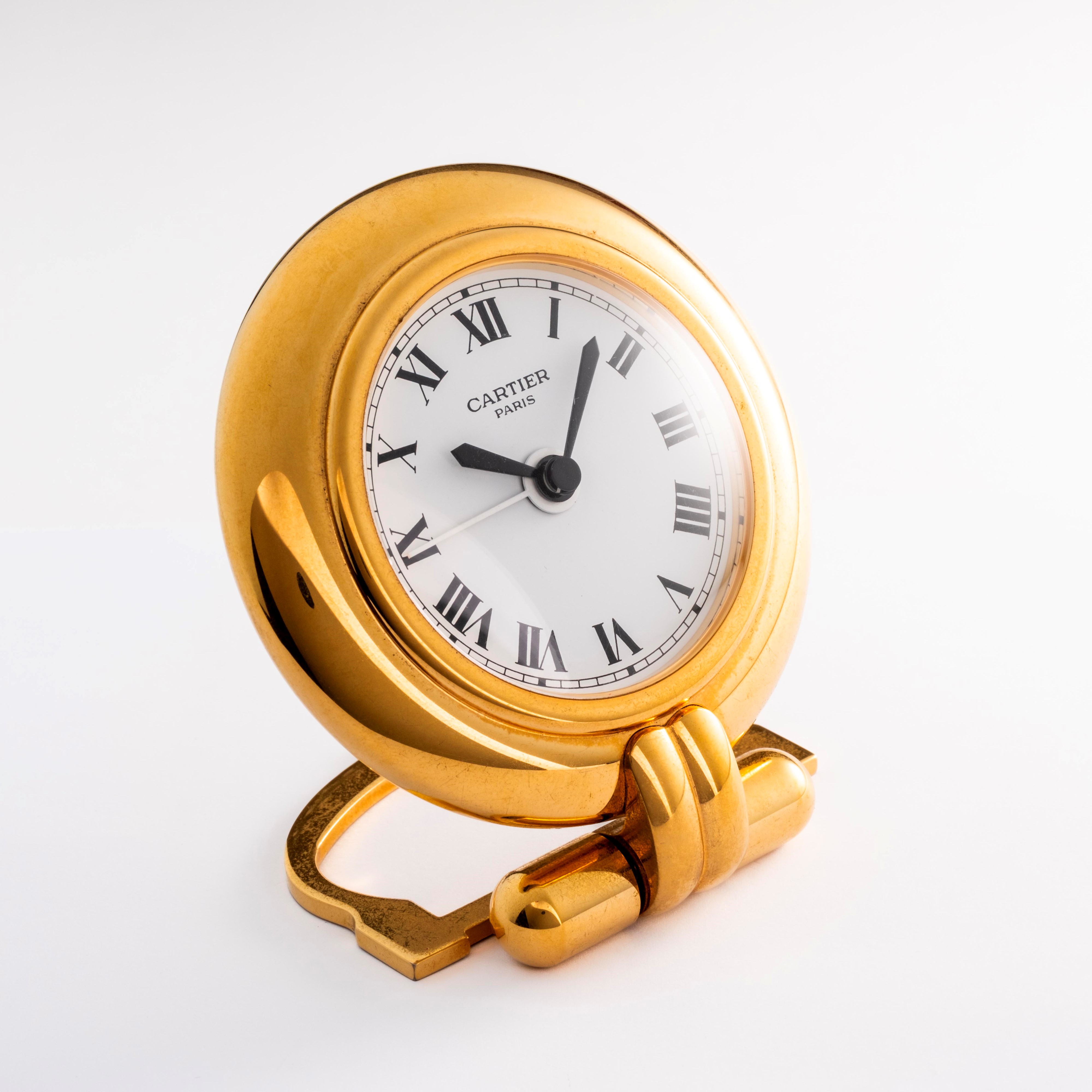 Cartier - Orologio da tavolo Colisee in ottone dorato con quadrante bianco e numeri romani (circa...