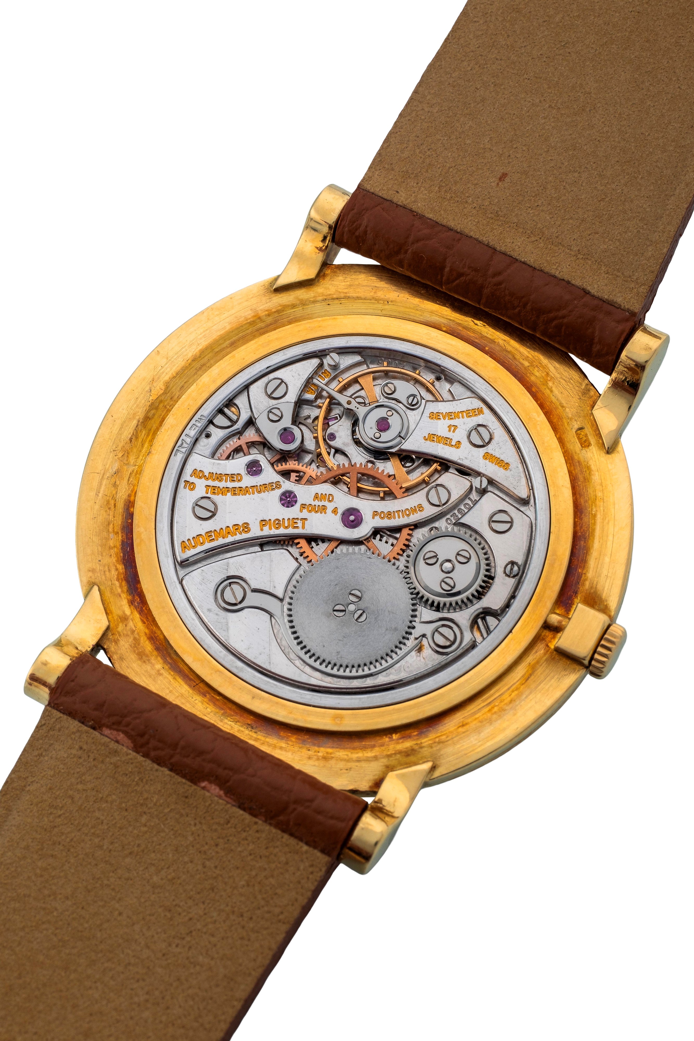 Audemars Piguet - Extrapiatto ref. 5043, oro giallo 18k, quadrante bianco con indici dorati, circ...