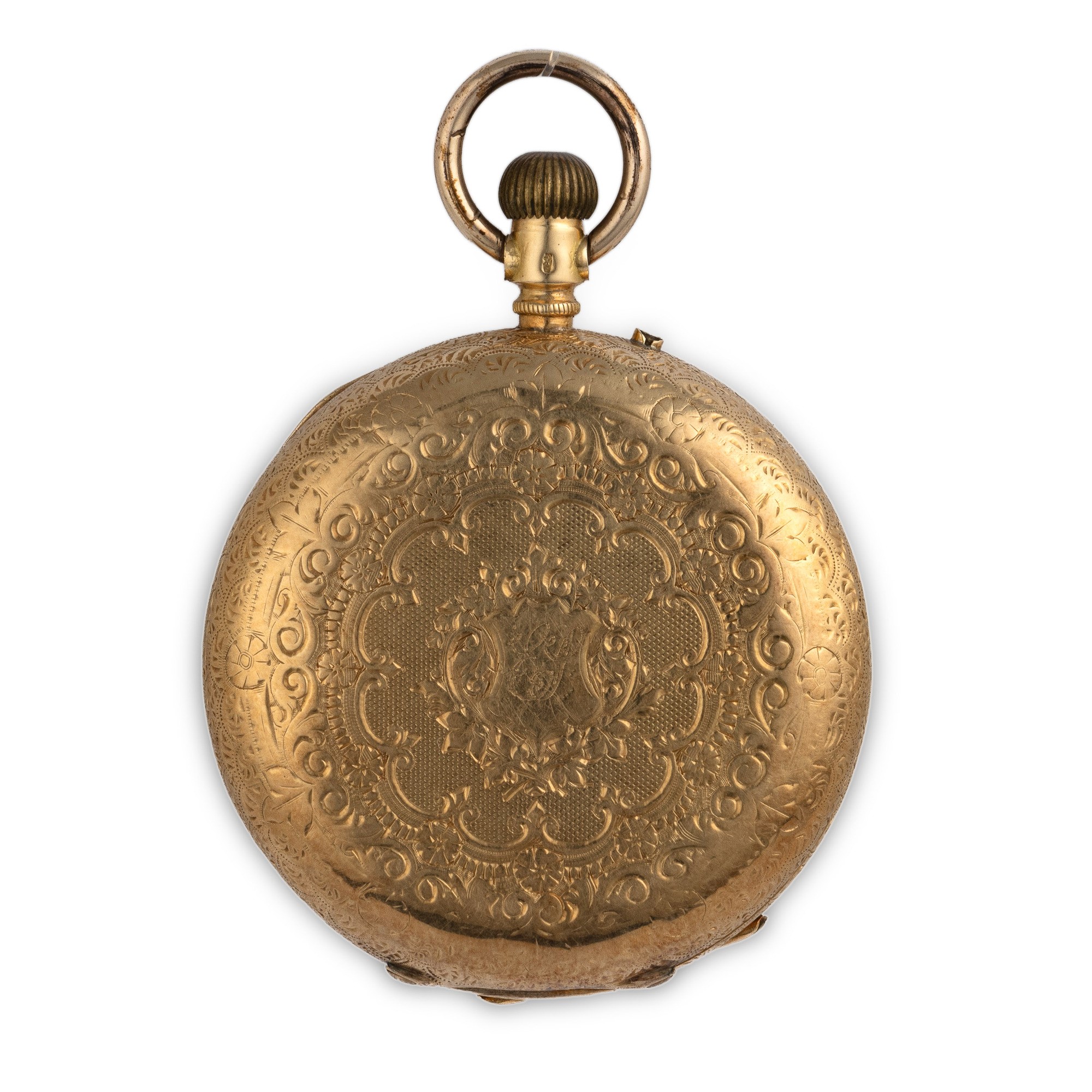 Charles French - Savonette in oro giallo 18k con quadrante champagne e numeri romani