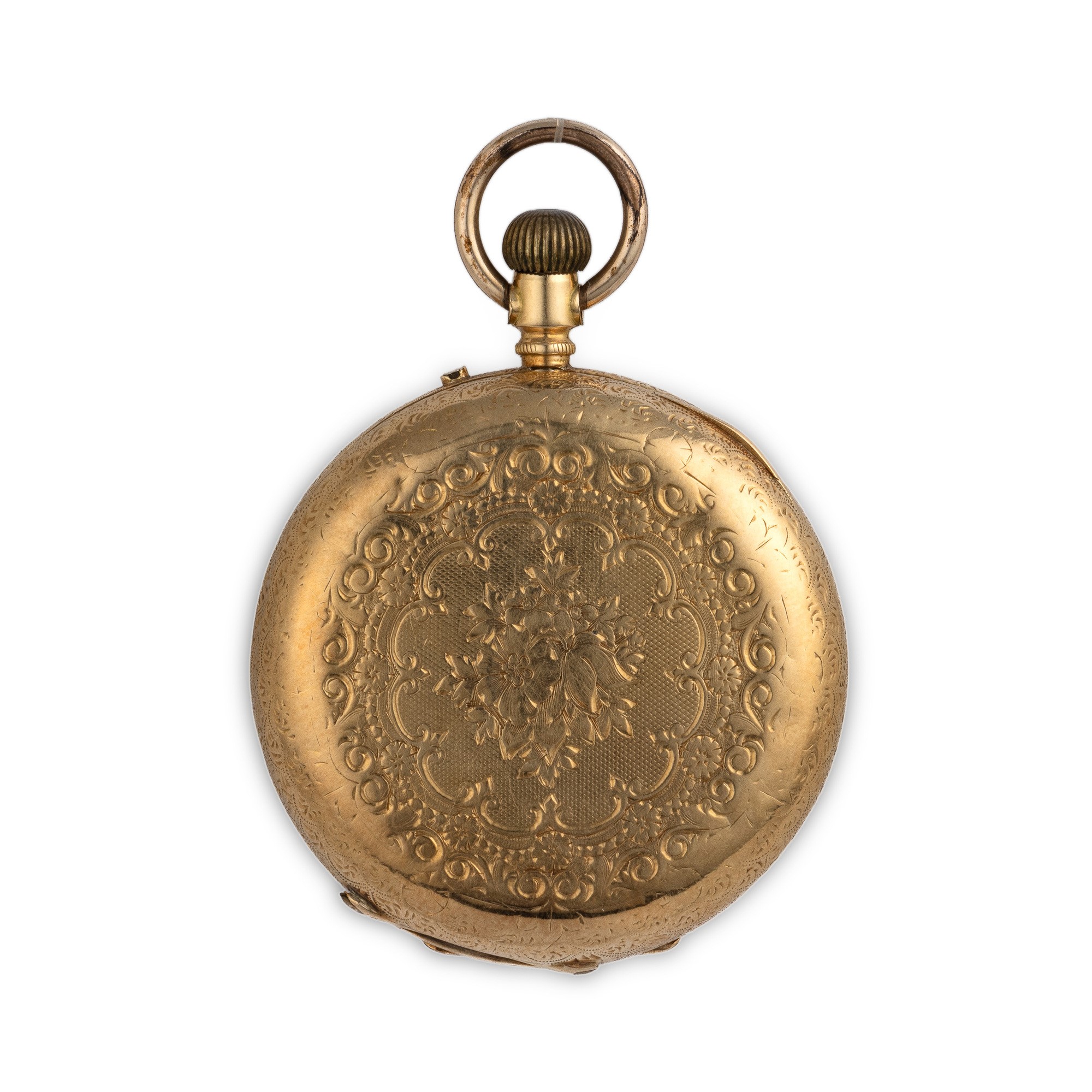 Charles French - Savonette in oro giallo 18k con quadrante champagne e numeri romani