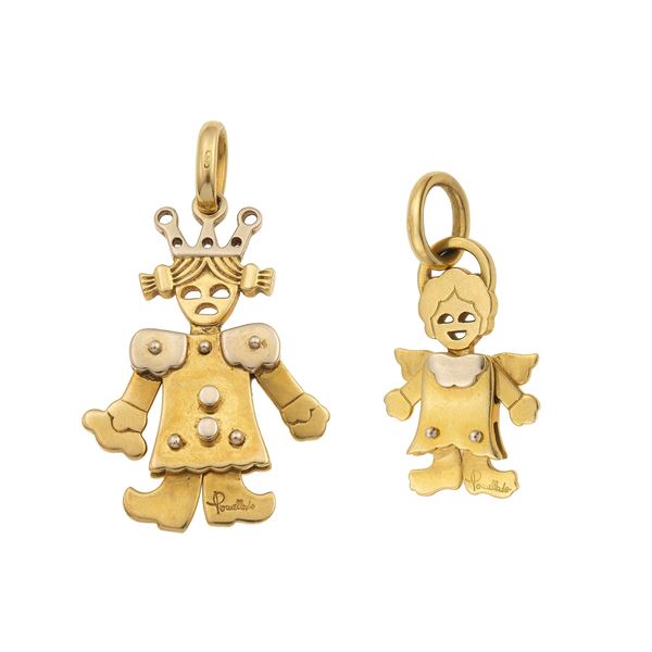 Two gold pendents. Signed Pomellato