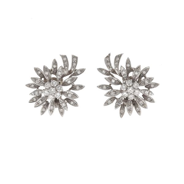 Pair of diamond and gold earrings