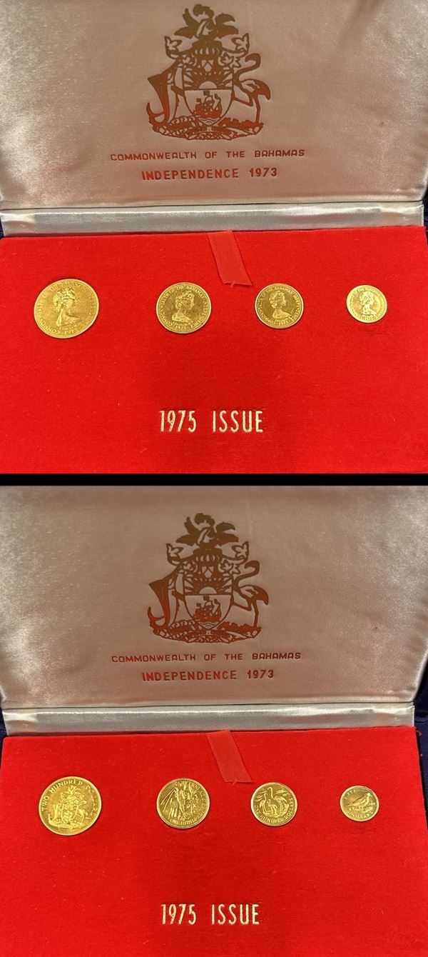 BAHAMAS. Serie composta da quattro monete in oro commemorative soggetti vari.